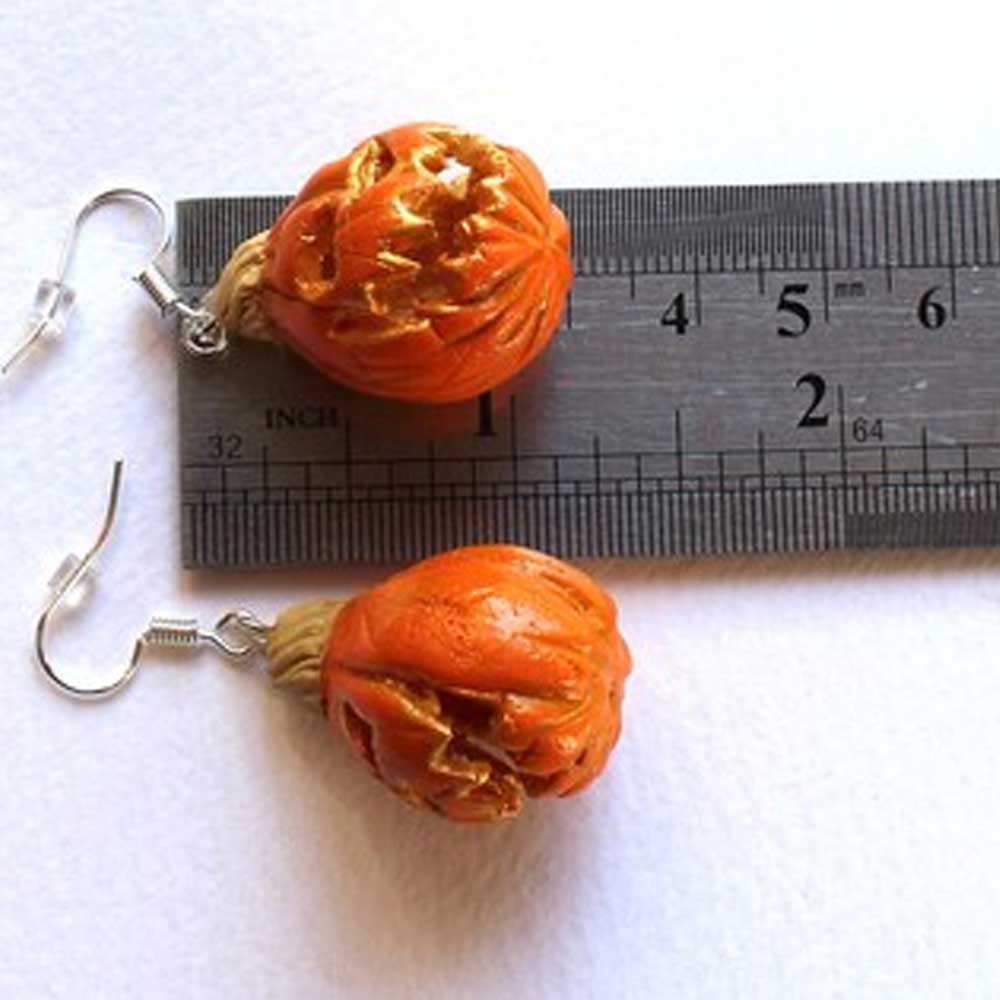 Demonic Duo: Halloween Pumpkin Earrings Polymer Clay.