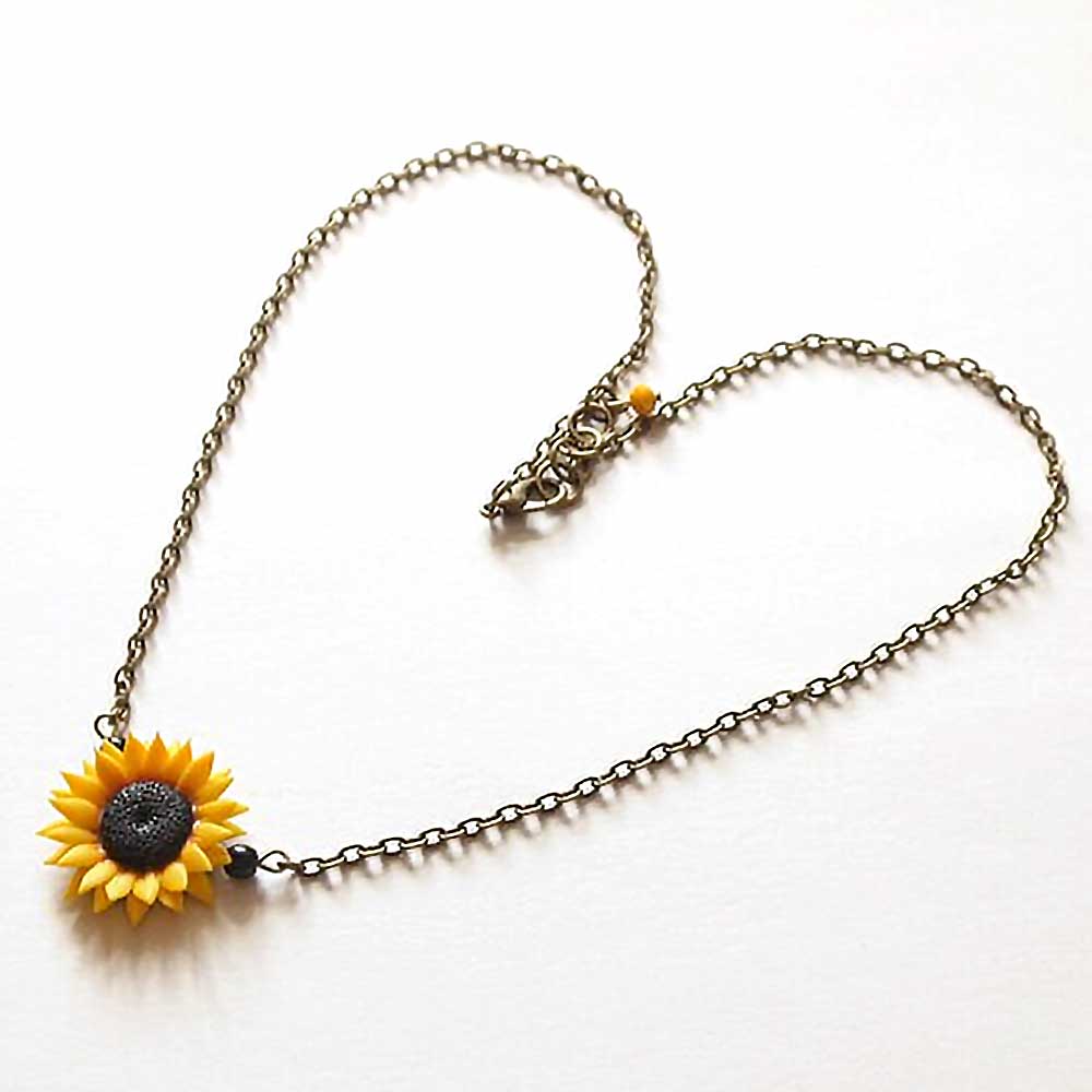 Ray of Light: Sunflower Necklace Polymer Clay.