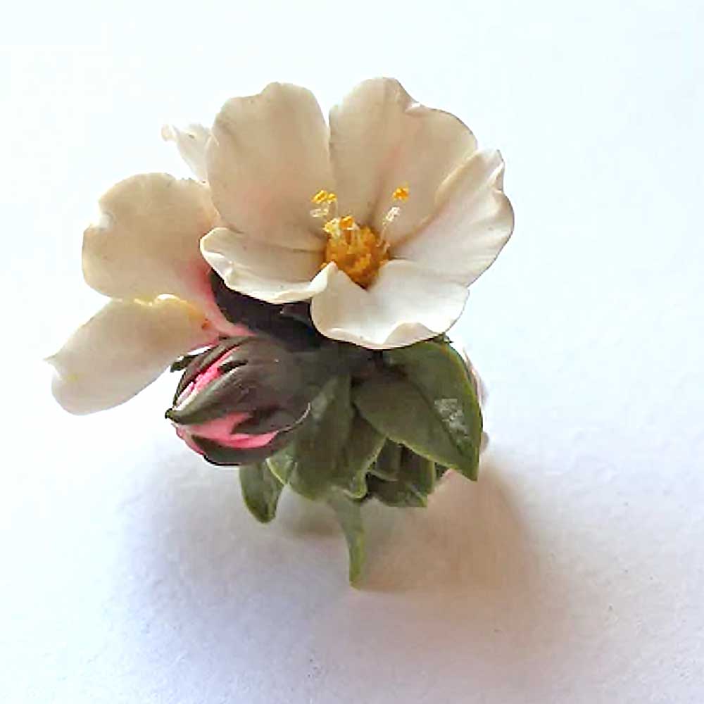 Tender Dreams: Blossom Almond Pin Polymer Clay.