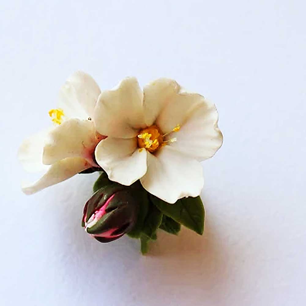 Tender Dreams: Blossom Almond Pin Polymer Clay.