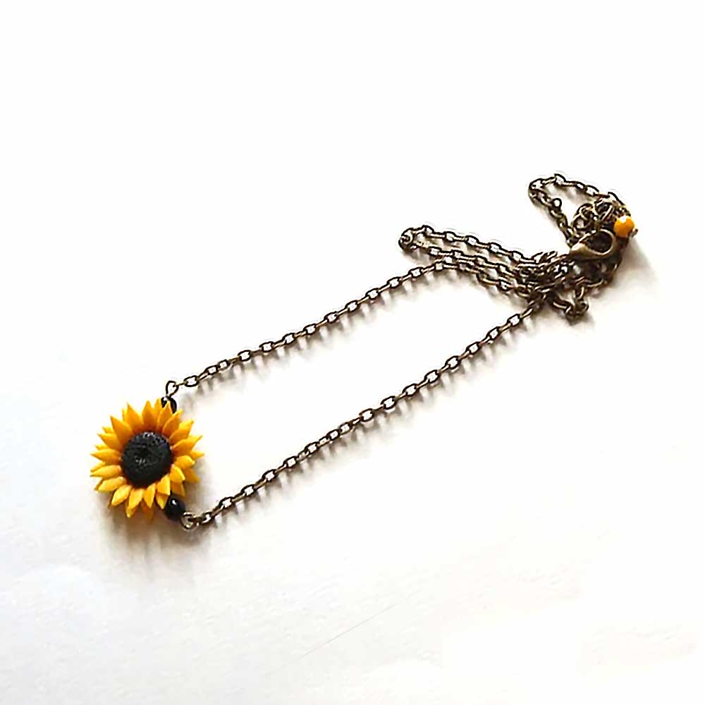 Ray of Light: Sunflower Necklace Polymer Clay.