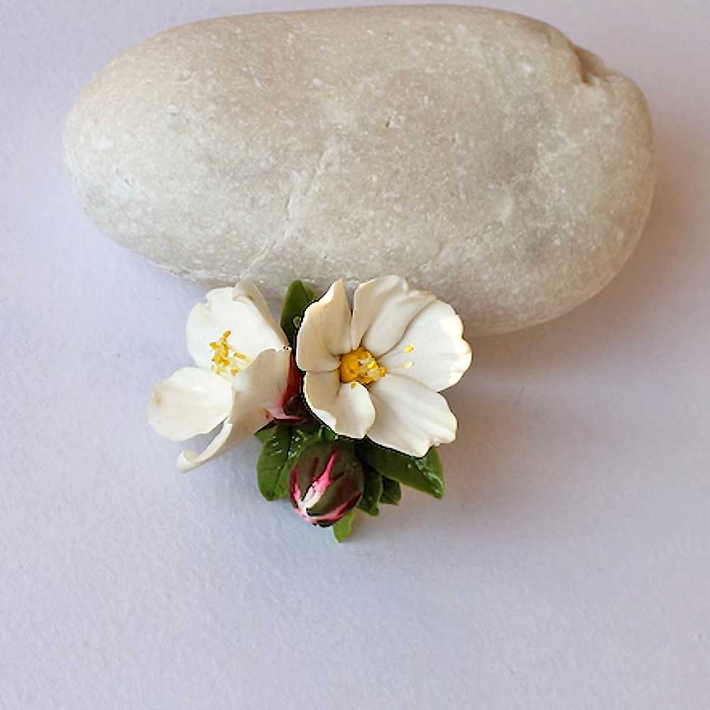 Tender Dreams: Blossom Almond Pin Polymer Clay.