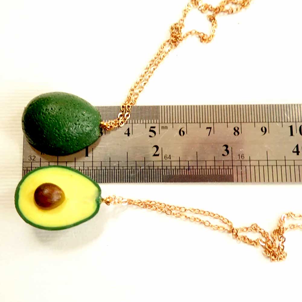 Inseparable Halves : Avocado Friendship Necklace Polymer Clay.