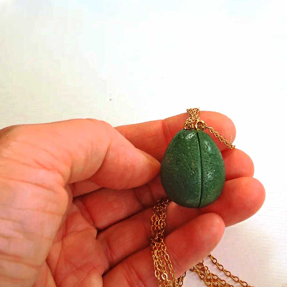 Inseparable Halves : Avocado Friendship Necklace Polymer Clay.