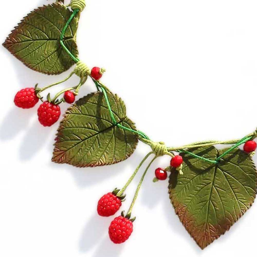 Berry Chic: Raspberry Necklace & Earrings Polymer Clay.