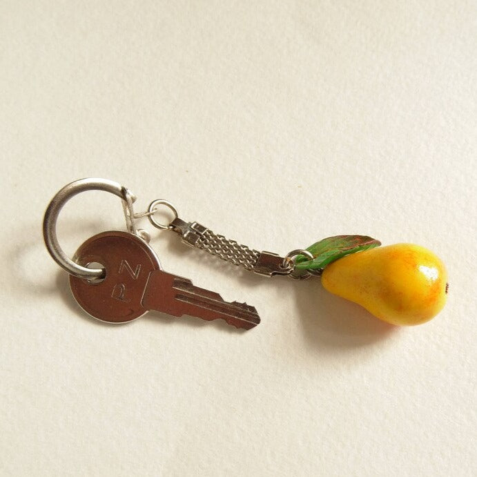 Elegant  Accessory:  Pear Keychain Polymer Clay