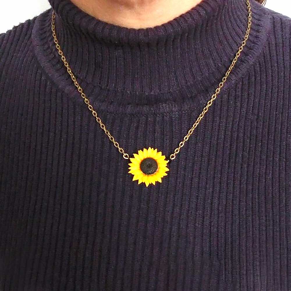 Ray of Light: Sunflower Necklace Polymer Clay.