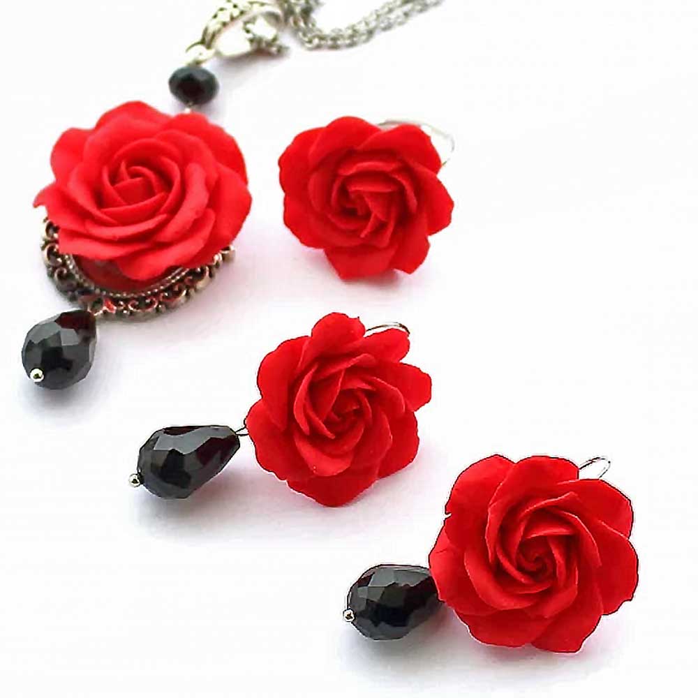 Scarlet Passion: Rose Set Polymer Clay.