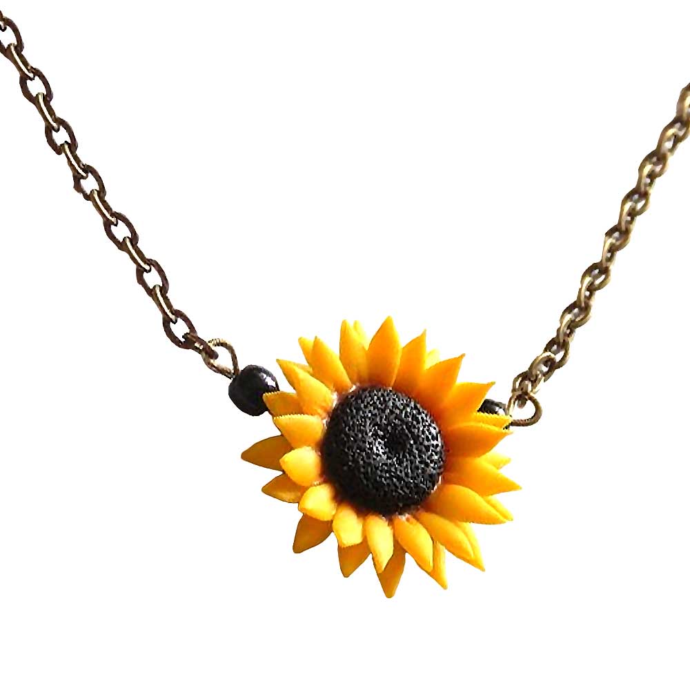 Ray of Light: Sunflower Necklace Polymer Clay.