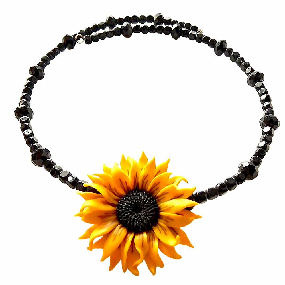 Sun Embrace: Sunflower Necklace Polymer Clay.