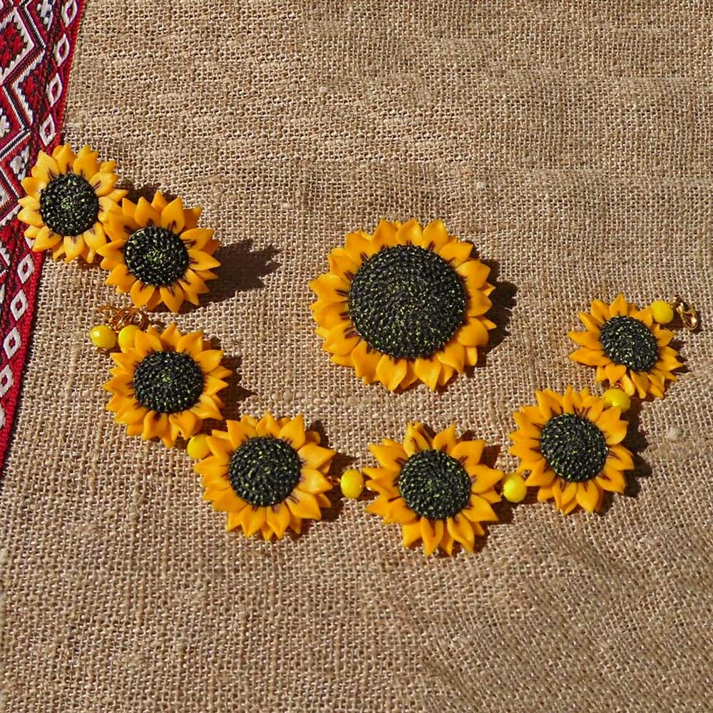 Sun Amulet: Sunflowers Set Polymer Clay.