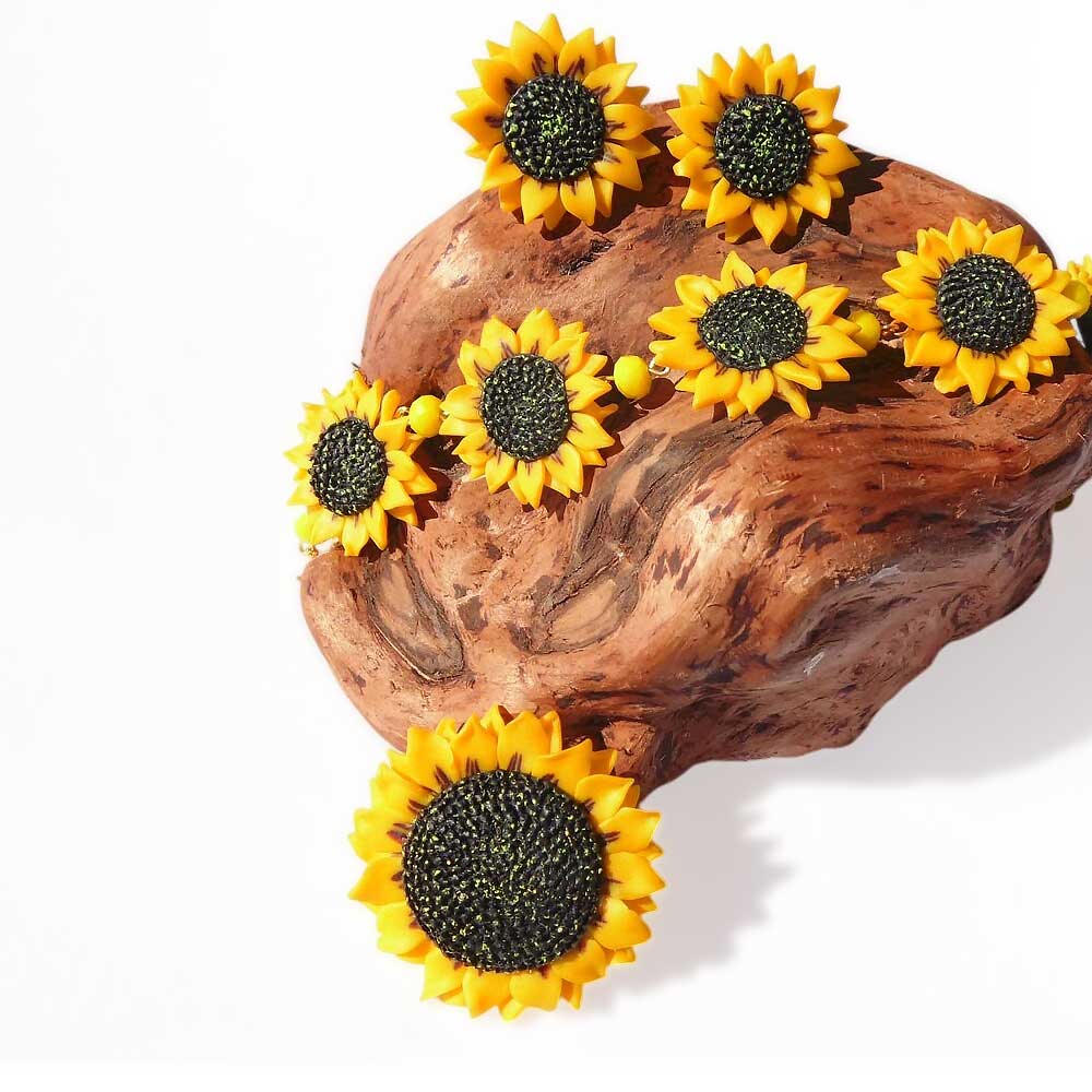 Sun Amulet: Sunflowers Set Polymer Clay.