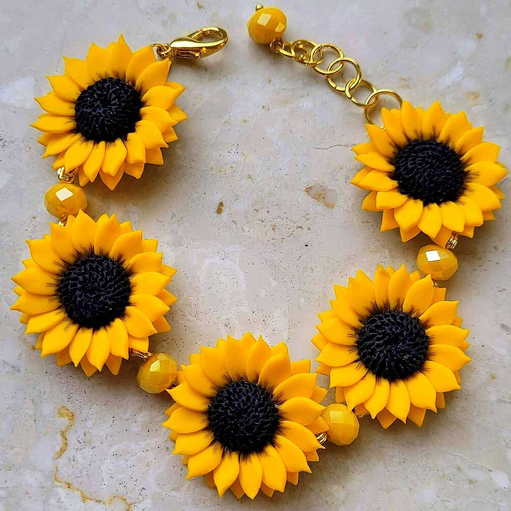 Sun Amulet: Sunflowers Set Polymer Clay.