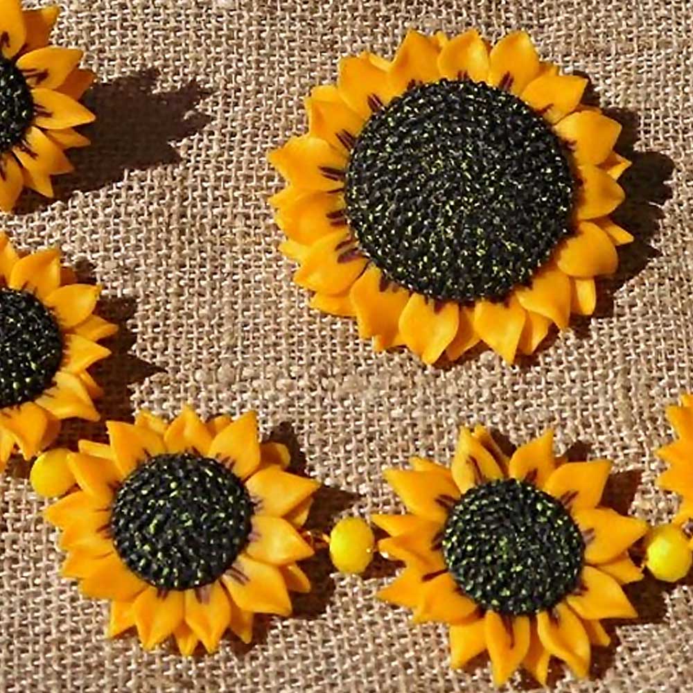 Sun Amulet: Sunflowers Set Polymer Clay.