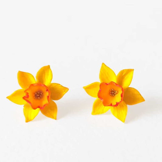 Golden Sparks: Daffodil Earrings Polymer Clay.