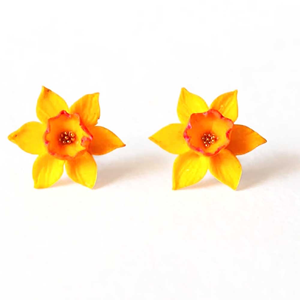 Golden Sparks: Daffodil Earrings Polymer Clay.