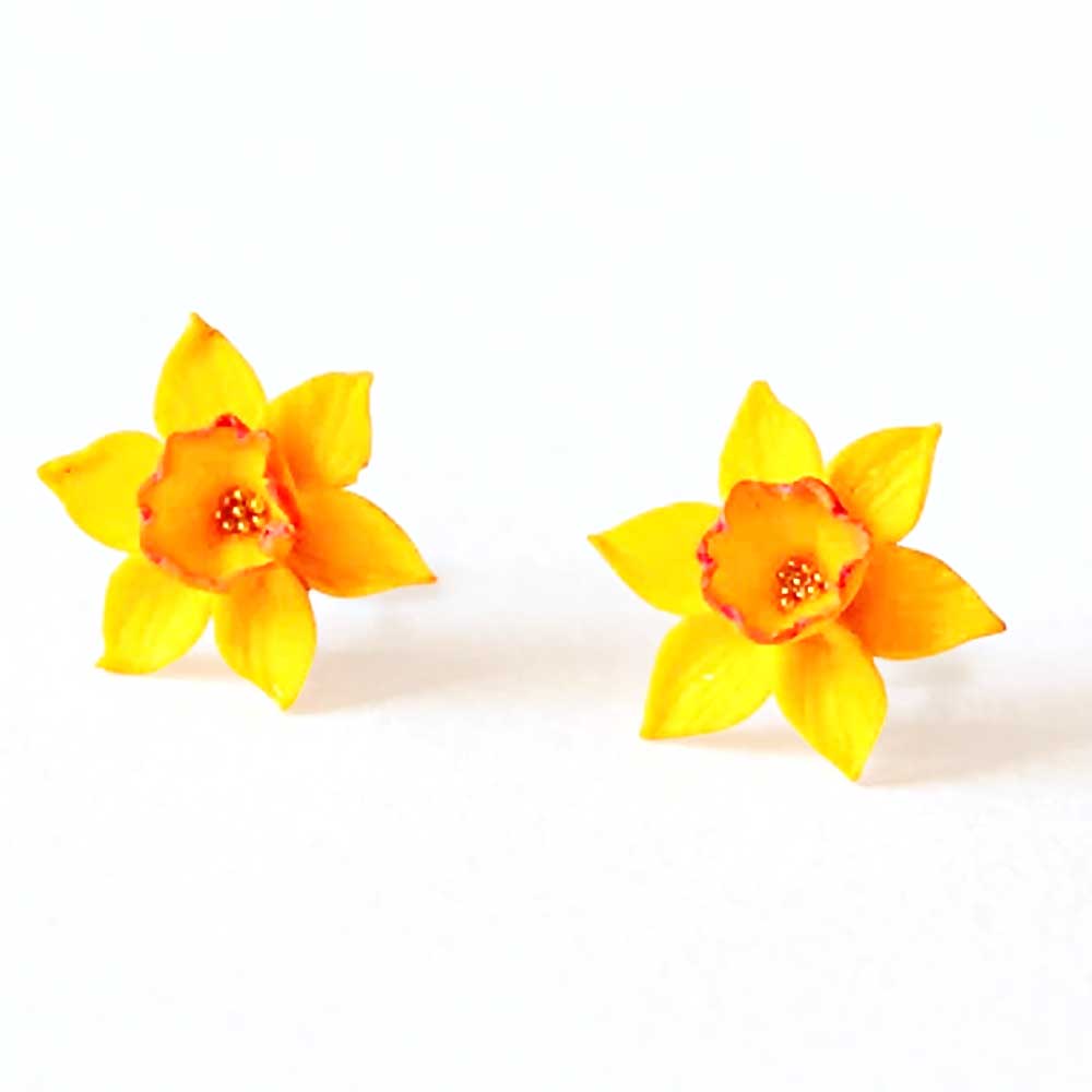 Golden Sparks: Daffodil Earrings Polymer Clay.