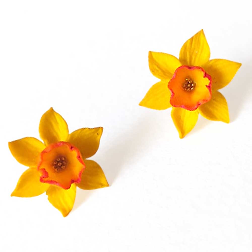 Golden Sparks: Daffodil Earrings Polymer Clay.