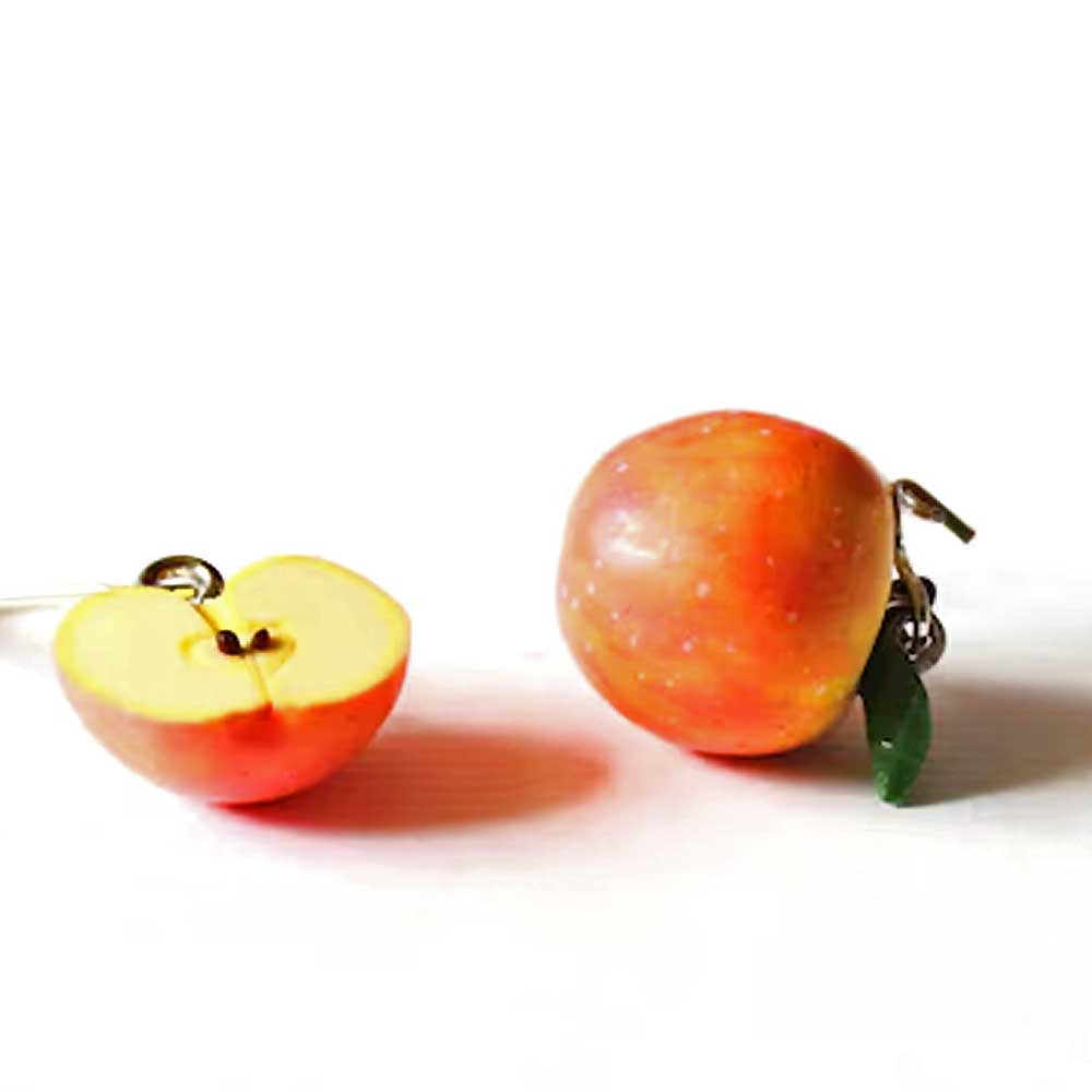 Golden Harvest: Apple Earrings Polymer Clay.