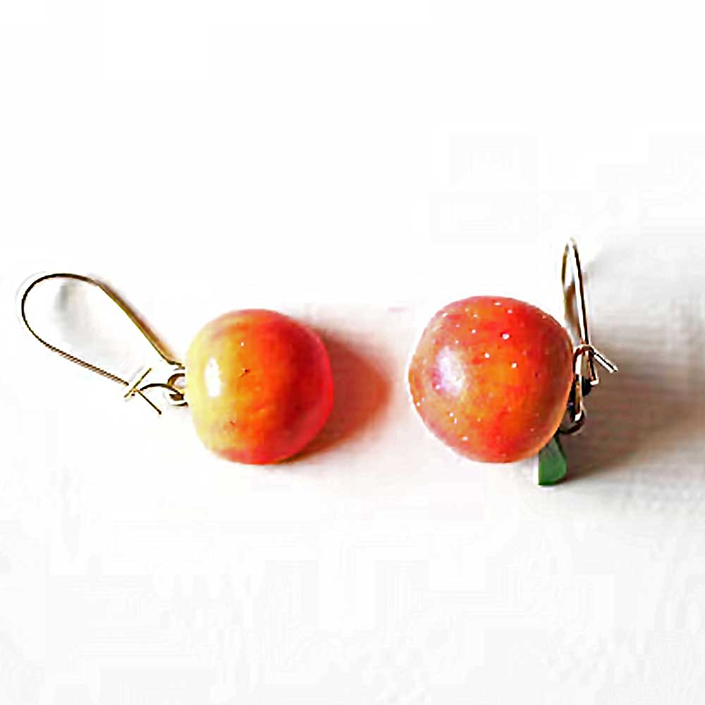 Golden Harvest: Apple Earrings Polymer Clay.