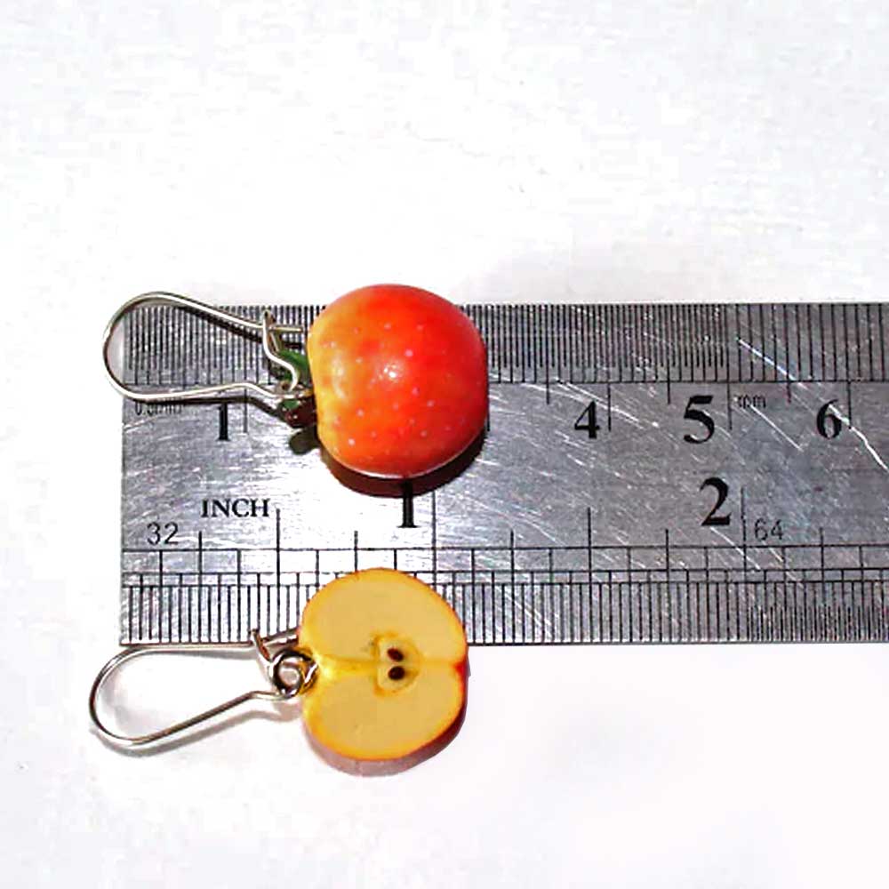 Golden Harvest: Apple Earrings Polymer Clay.