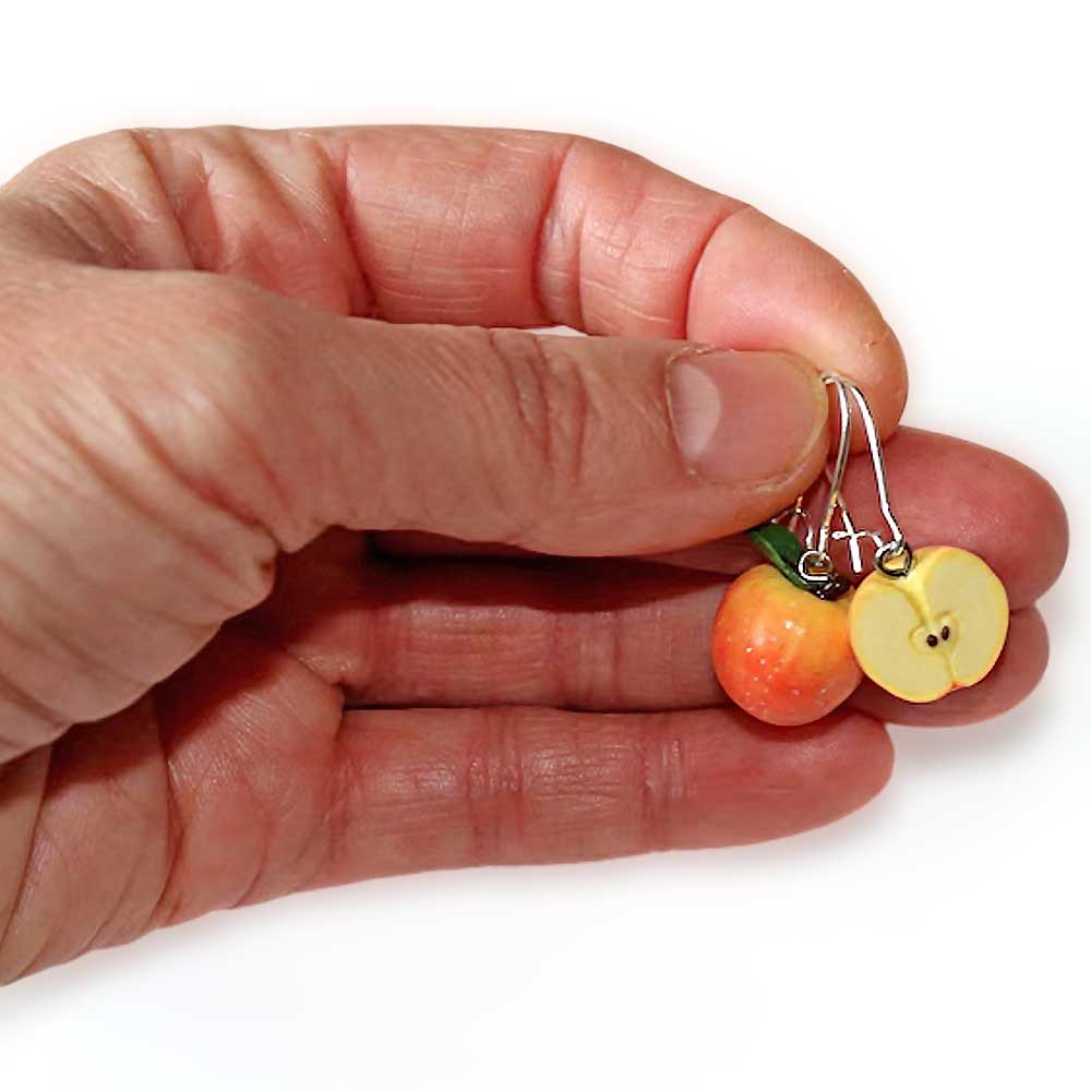 Golden Harvest: Apple Earrings Polymer Clay.