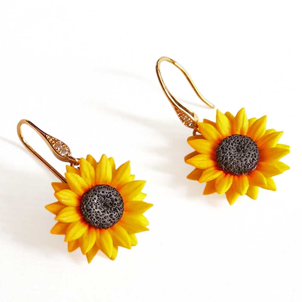 Warm Embrace: Sunflower Earrings Polymer Clay.