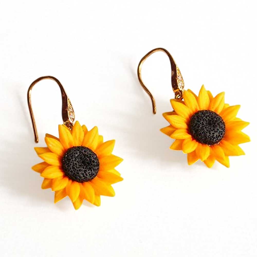 Warm Embrace: Sunflower Earrings Polymer Clay.