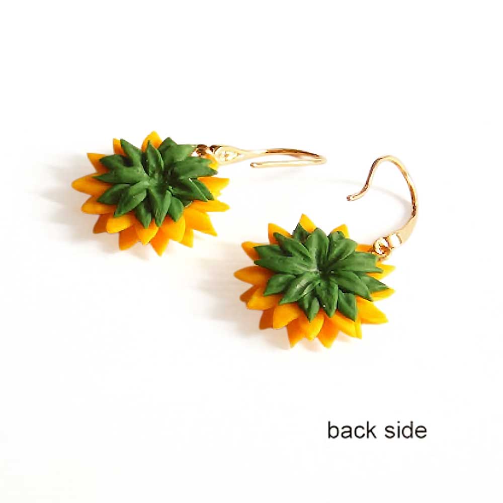 Warm Embrace: Sunflower Earrings Polymer Clay.