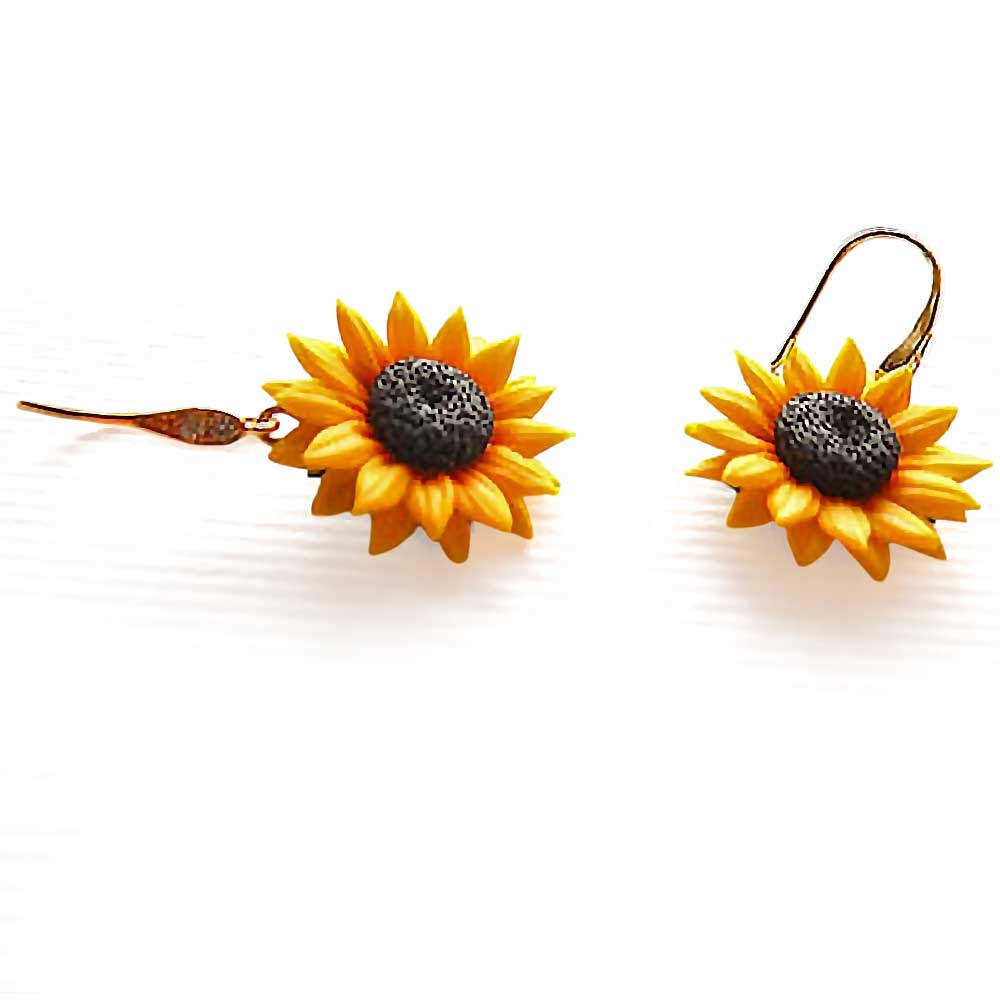 Warm Embrace: Sunflower Earrings Polymer Clay.