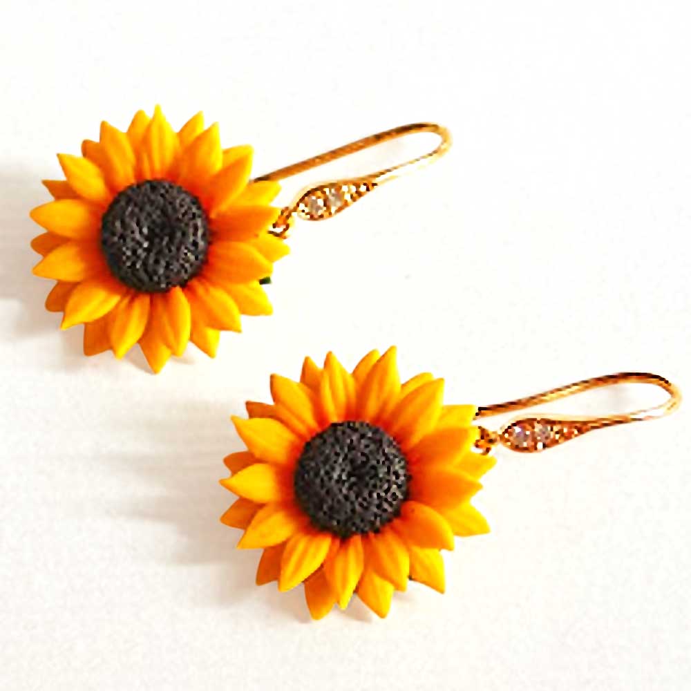 Warm Embrace: Sunflower Earrings Polymer Clay.