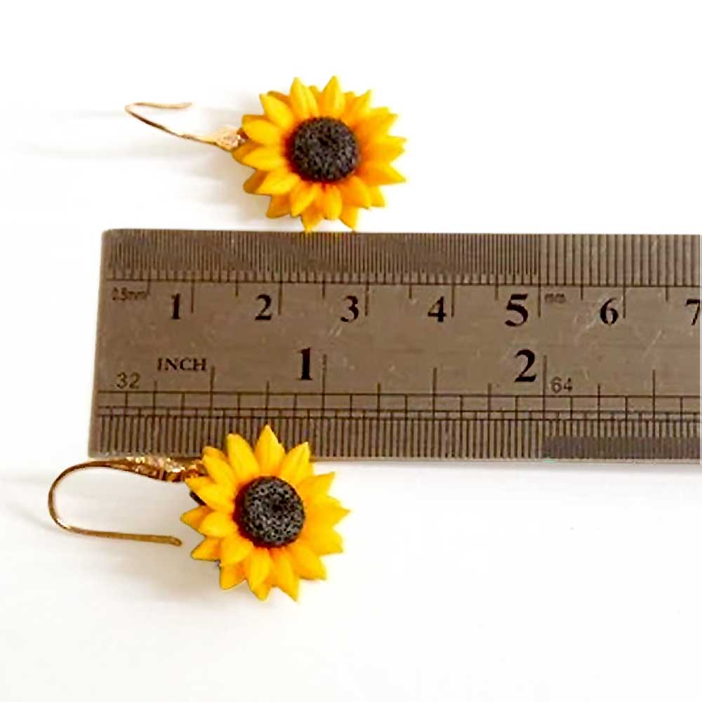 Warm Embrace: Sunflower Earrings Polymer Clay.