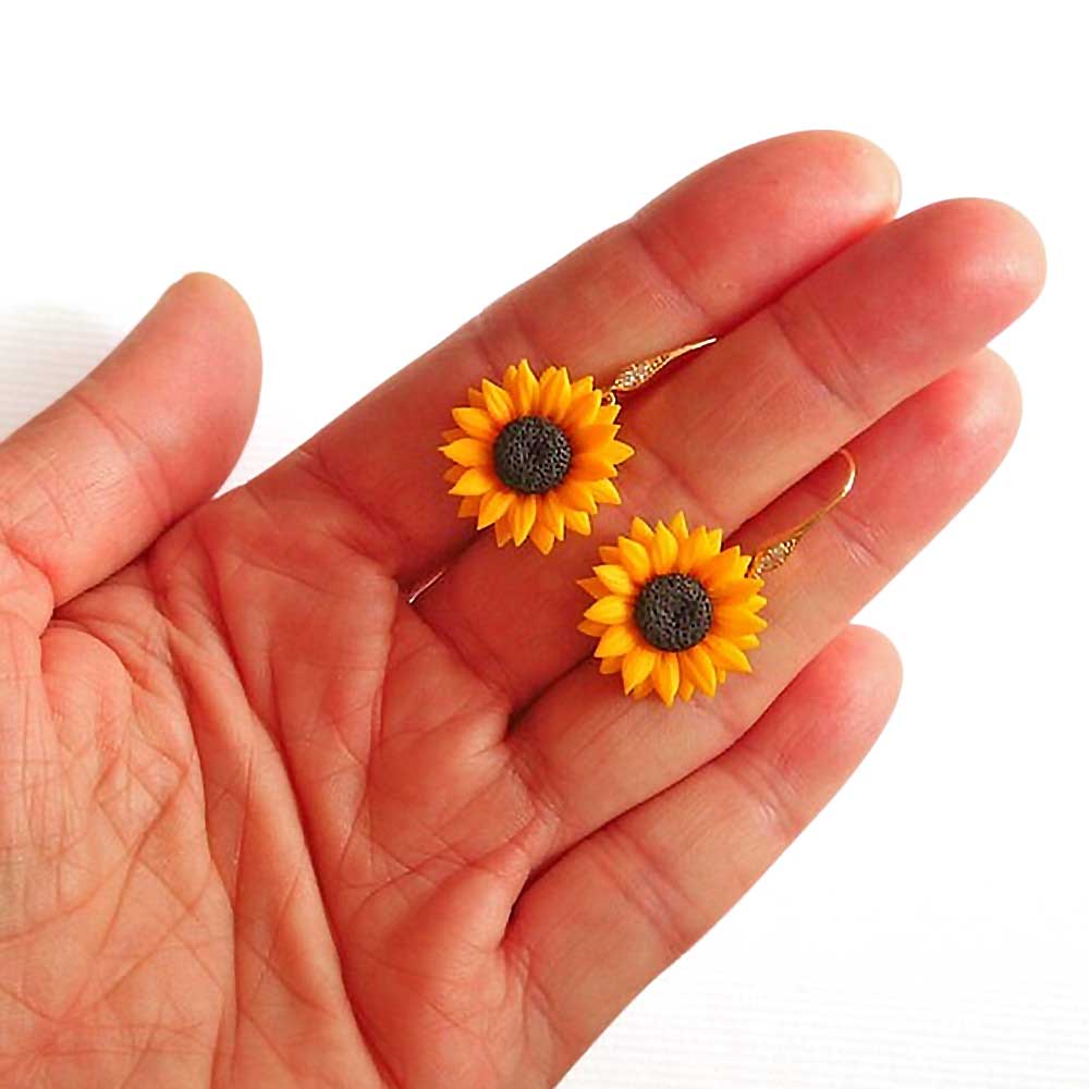 Warm Embrace: Sunflower Earrings Polymer Clay.