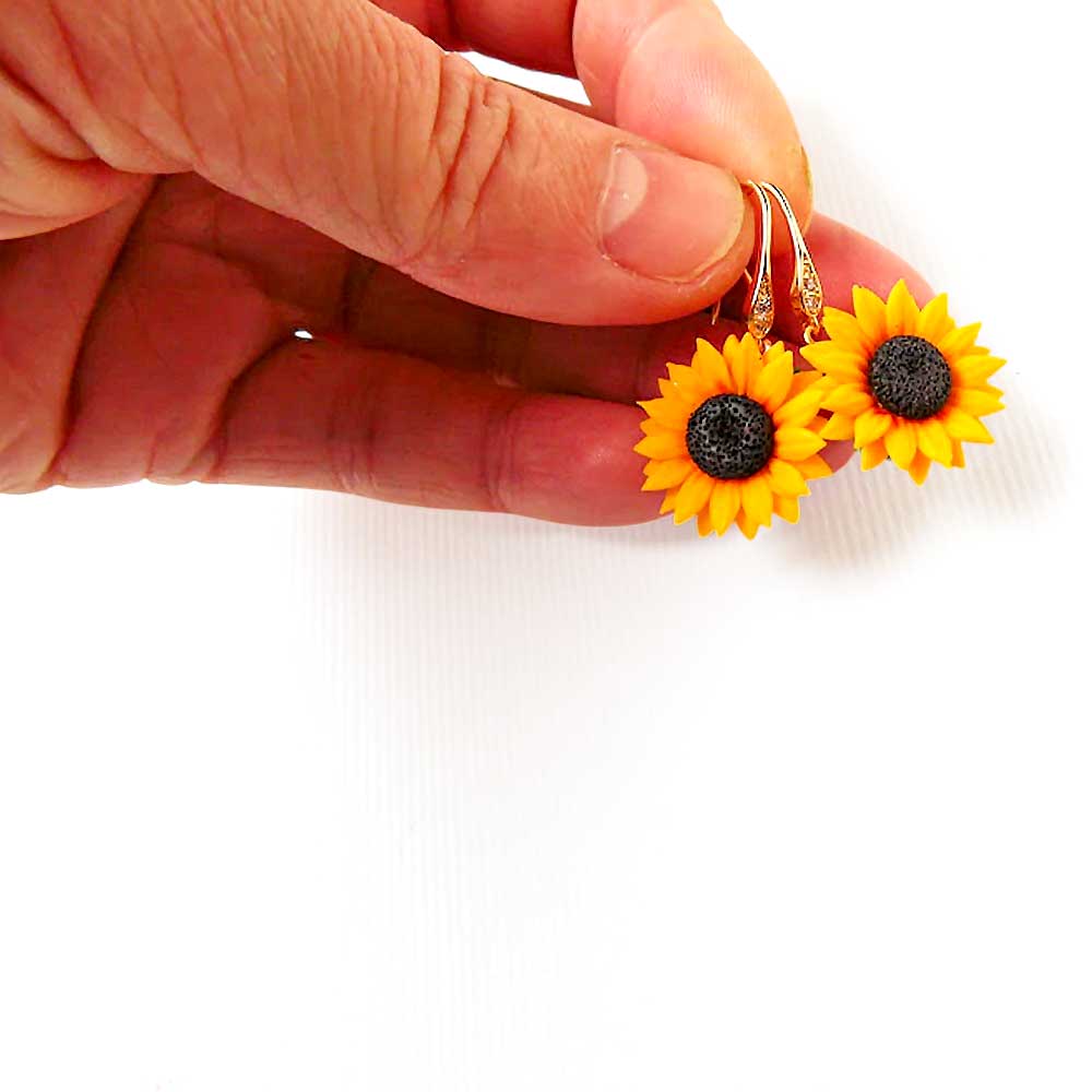 Warm Embrace: Sunflower Earrings Polymer Clay.