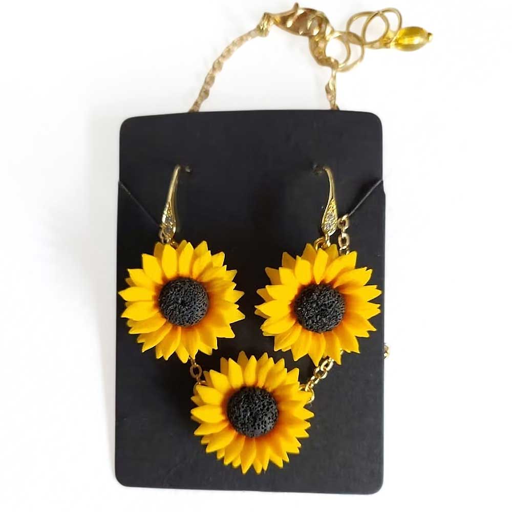 Warm Embrace: Sunflower Earrings Polymer Clay.