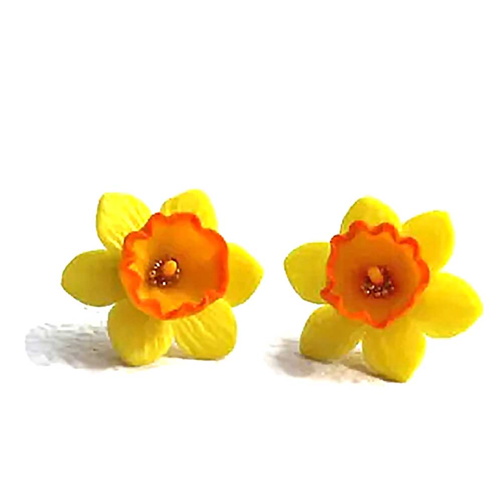 Springtime Sparkle: Daffodil Earrings Polymer Clay.