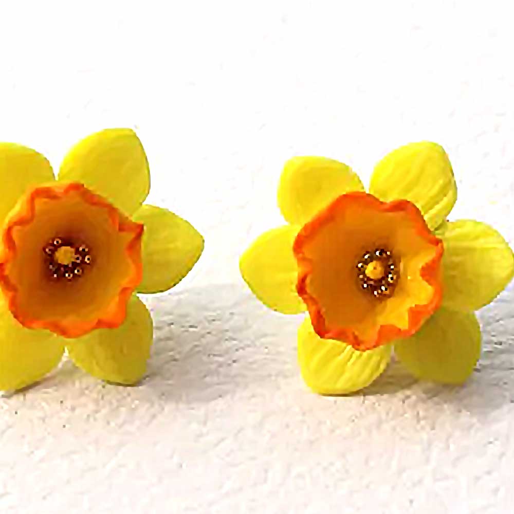 Springtime Sparkle: Daffodil Earrings Polymer Clay.