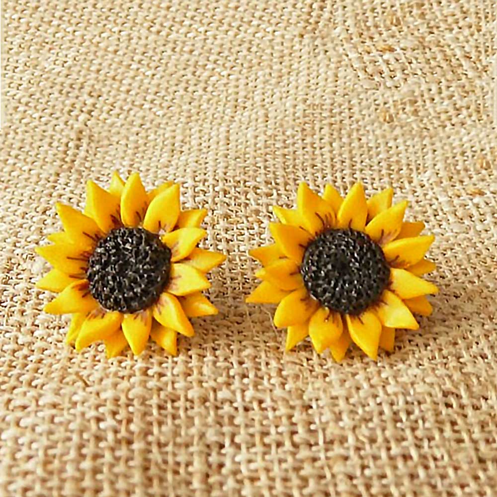 Vibrant Positivity: Sunflower Earrings Polymer Clay.