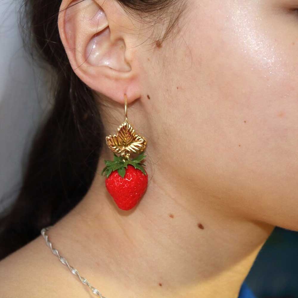 Berry Sweet: Strawberry Earrings Polymer Clay.