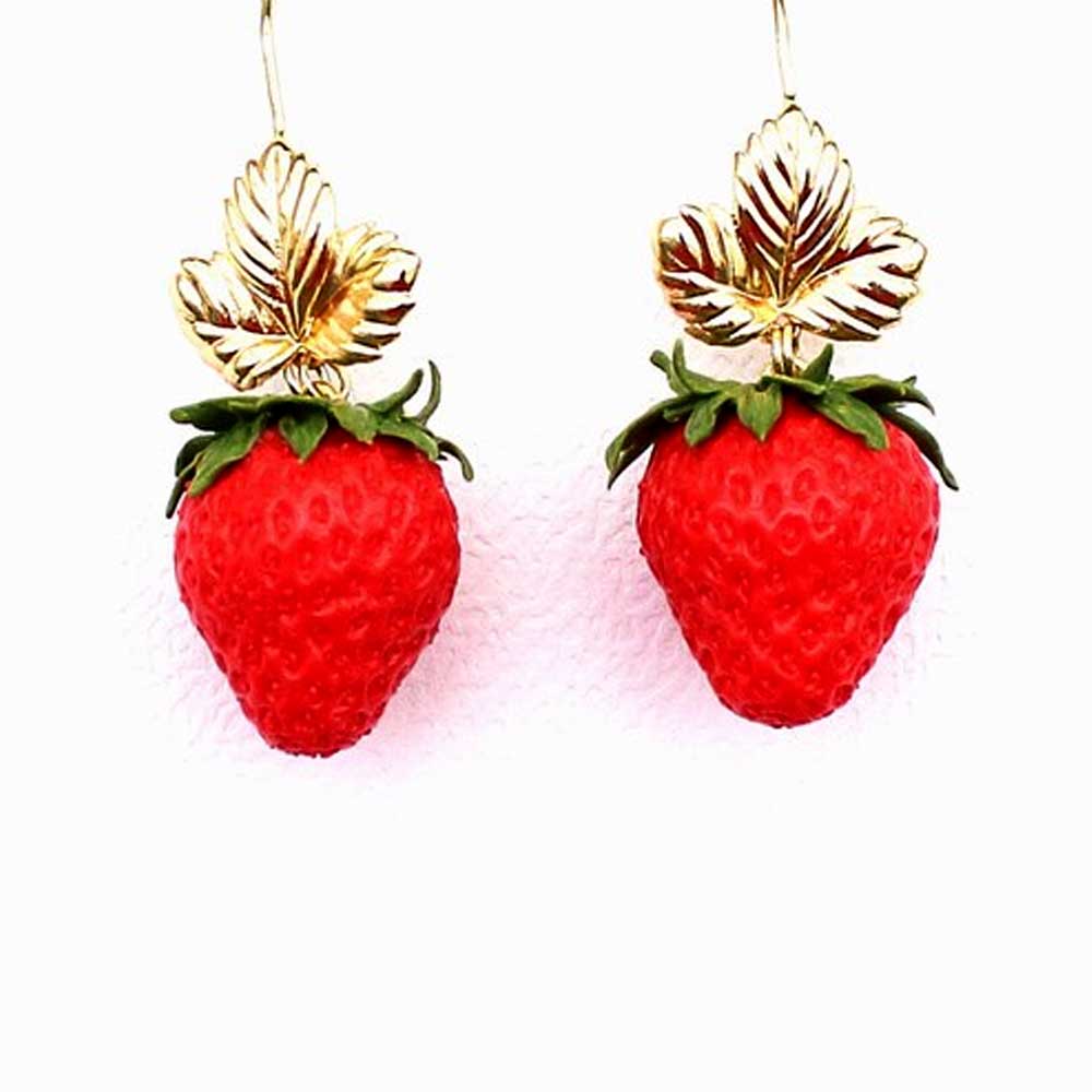 Berry Sweet: Strawberry Earrings Polymer Clay.