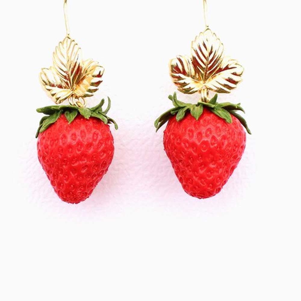 Berry Sweet: Strawberry Earrings Polymer Clay.