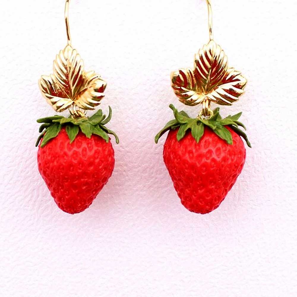 Berry Sweet: Strawberry Earrings Polymer Clay.