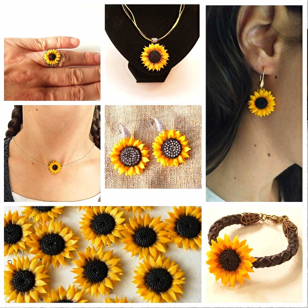 Vibrant Positivity: Sunflower Earrings Polymer Clay.