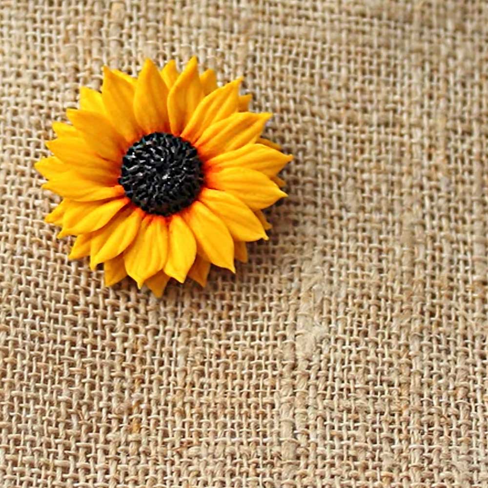 Rays of Inspiration : Sunflower Pin Polymer Clay.