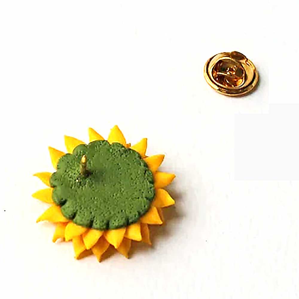 Rays of Inspiration : Sunflower Pin Polymer Clay.