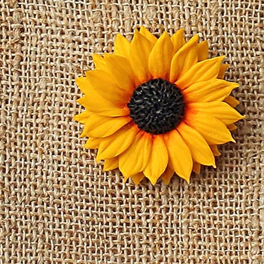 Rays of Inspiration : Sunflower Pin Polymer Clay.