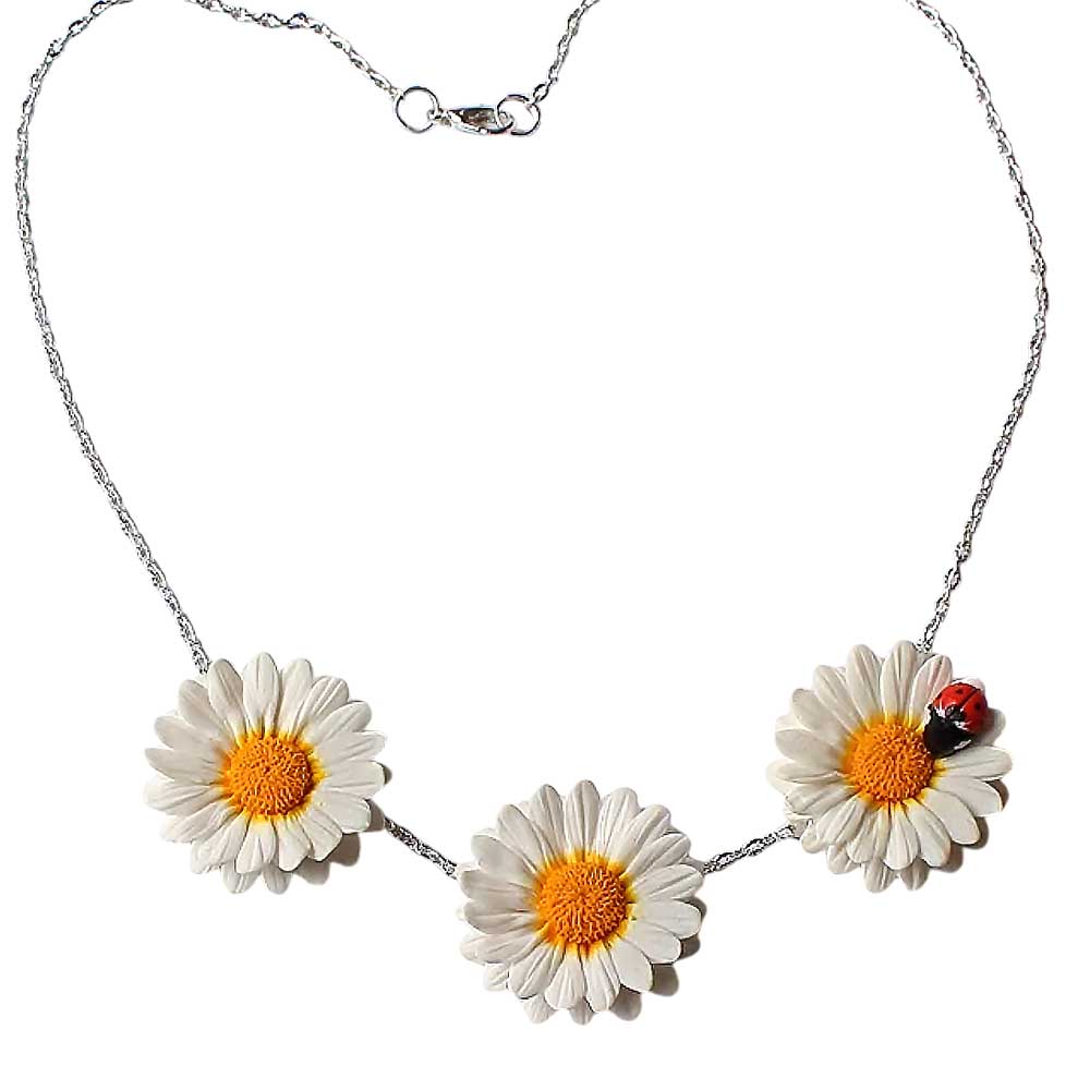 Bouquet Happiness: Necklace Daisy Polymer Clay.