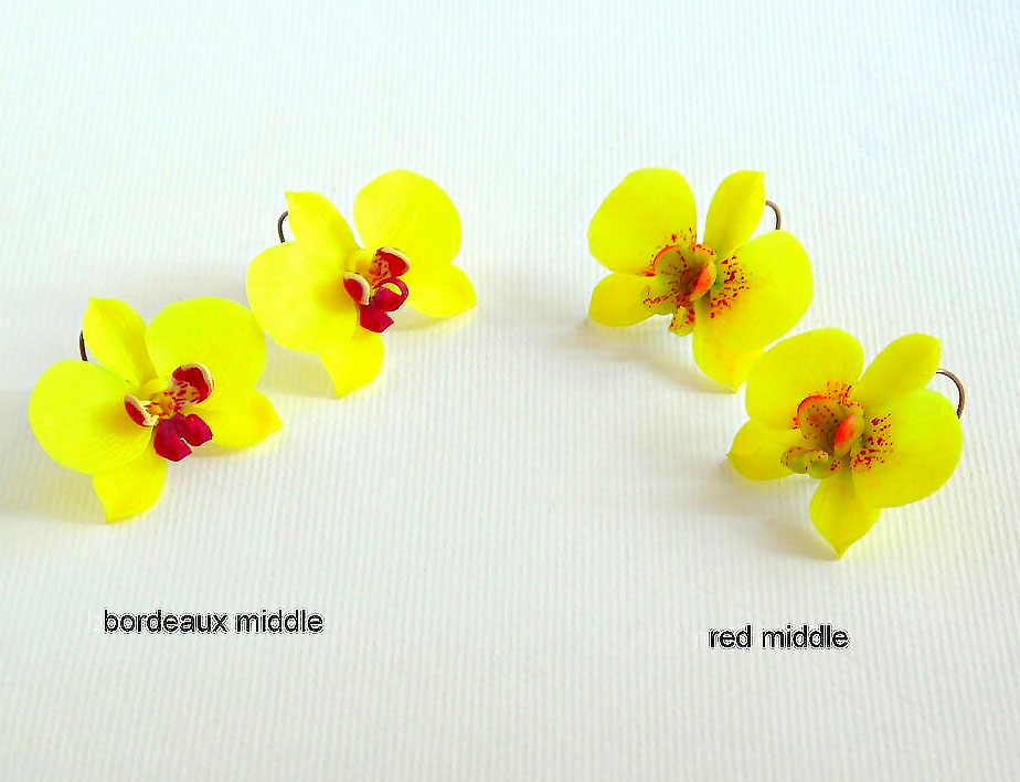 A floral extravaganza: Orchid Earrings Polymer Clay.