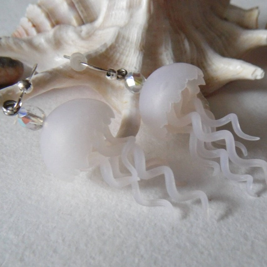 Sea Depths: Jellyfish Earrings Polymer Clay.