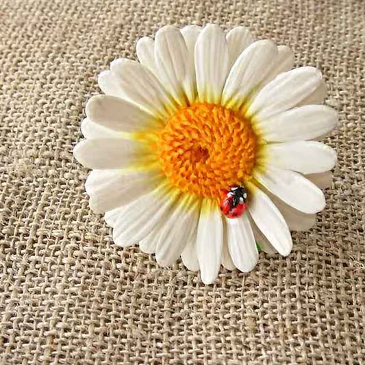 Sunny Duo: Daisy& Ladybug Ring Polymer Clay.